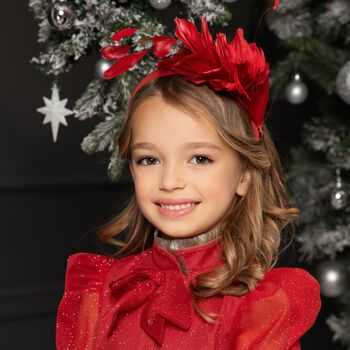 Girls Red Feather Headband