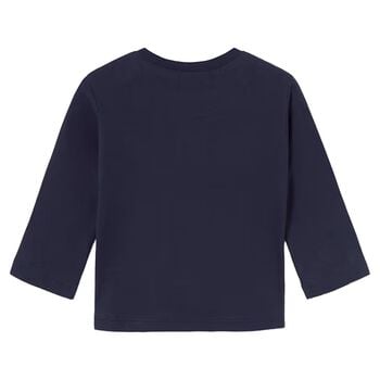 Younger Boys Navy Blue Racoon Long Sleeve Top