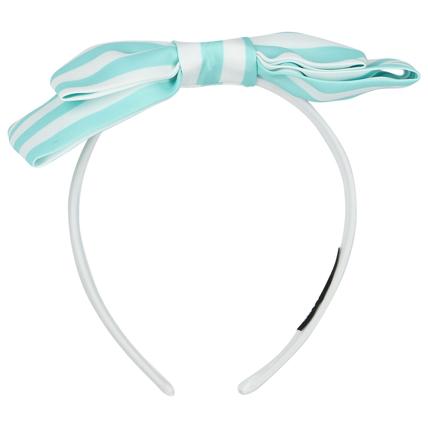 Girls Aqua & White Striped Bow Headband, 2, hi-res image number null