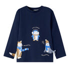 Younger Boys Navy Animals Long Sleeve Top, 1, hi-res