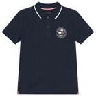 Boys Navy Blue Logo Polo Shirt, 1, hi-res