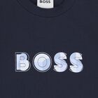 Baby Boys Navy Blue Logo Long Sleeve Top, 3, hi-res