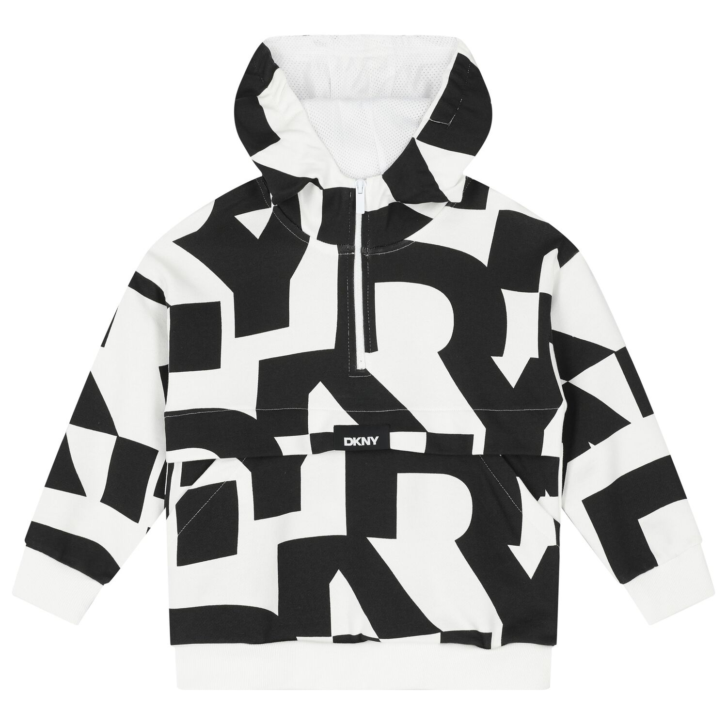 White & Black Logo Hooded Top, 1, hi-res
