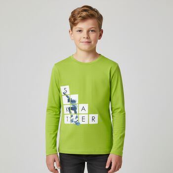 Boys Green Skater Long Sleeve Top