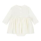 Baby Girls Ivory Pleated Bodysuit Dress, 1, hi-res