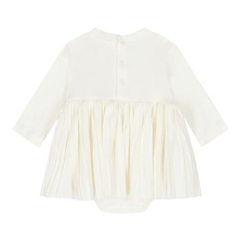 Baby Girls Ivory Pleated Bodysuit Dress
