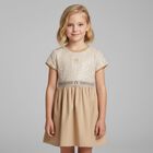Girls Beige Lacy Knit Sequin Dress, 1, hi-res