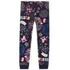 Girls Navy Logo Leggings, 1, hi-res
