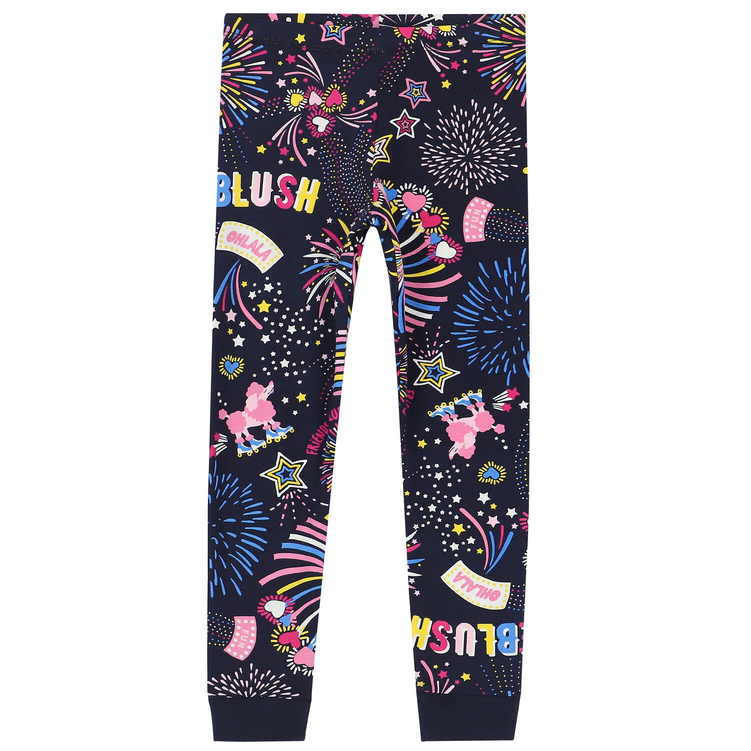 Girls Navy Logo Leggings, 1, hi-res