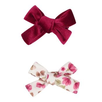 Girls Burgundy & Ivory Bow Hairclips ( 2 Pack )