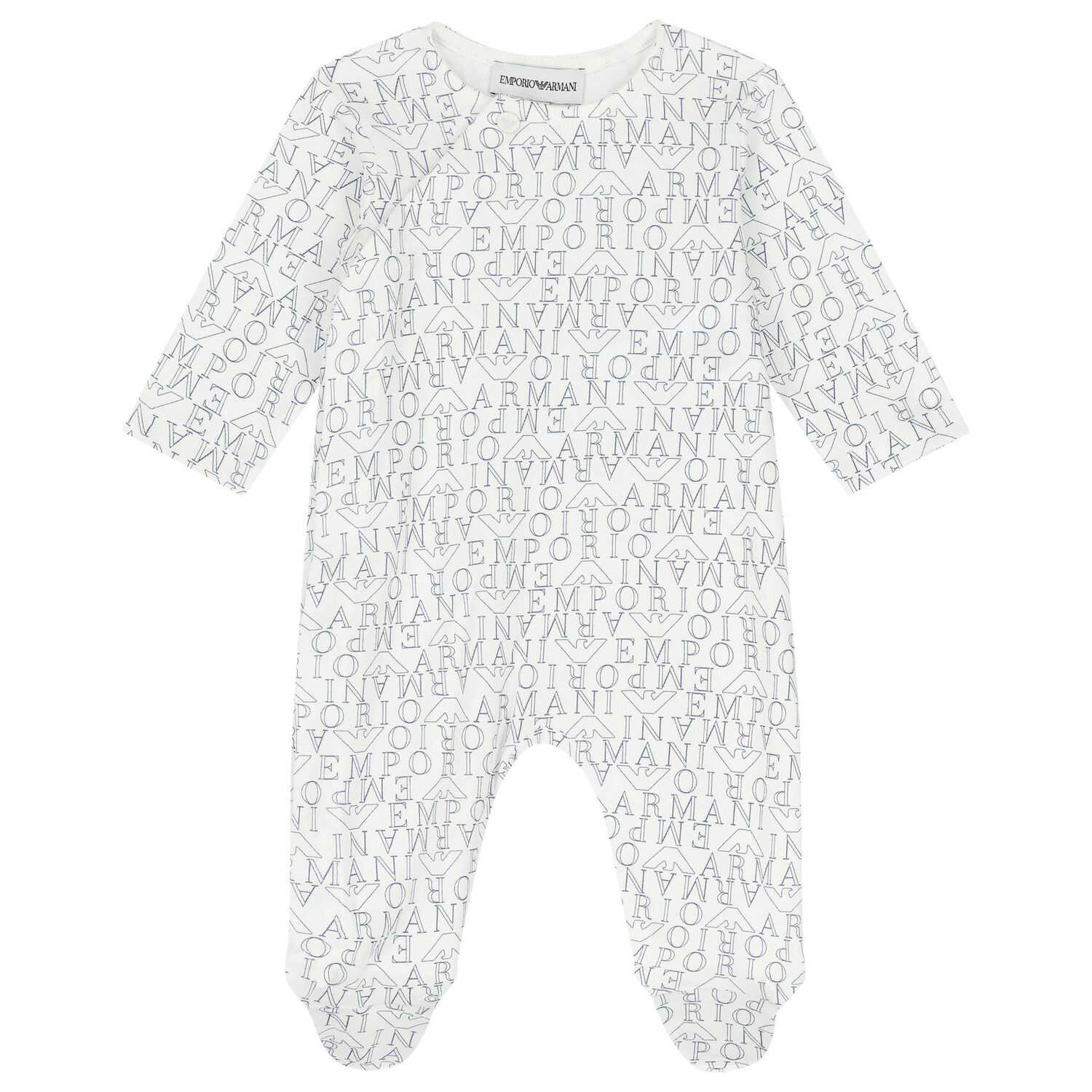 Baby Boys White & Navy Blue Logo Babygrow Set, 2, hi-res