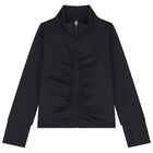 Girls Black Logo Zip Up Top, 1, hi-res