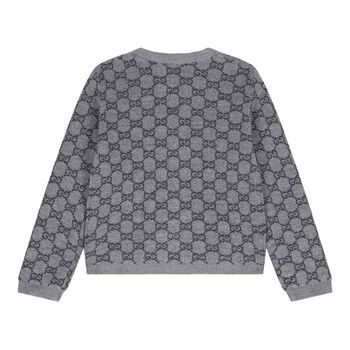 Grey logo Jacquard Baby Cardigan