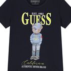 Boys Navy Blue Teddy Bear Logo T-Shirt, 2, hi-res