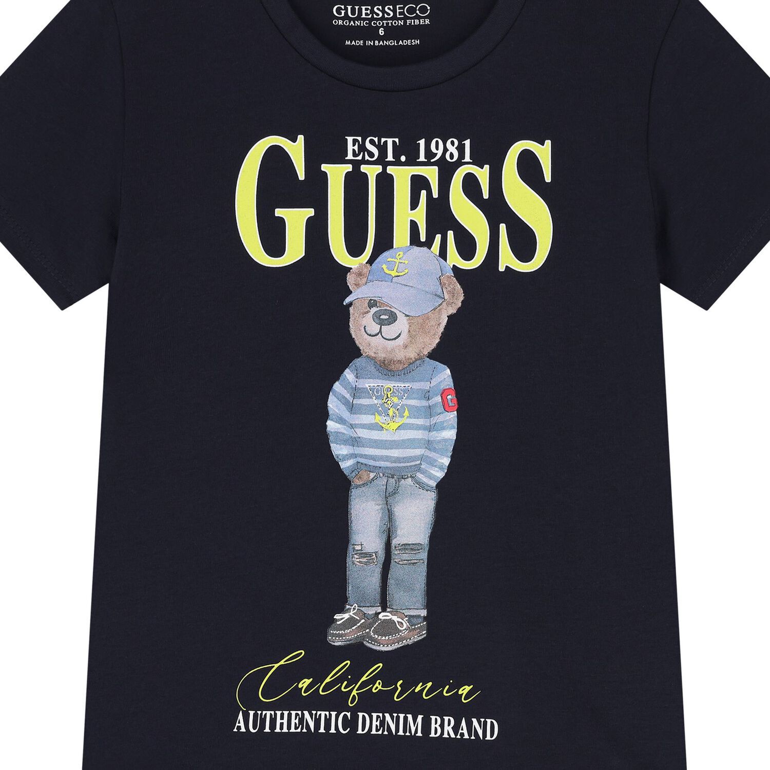 Boys Navy Blue Teddy Bear Logo T-Shirt, 2, hi-res