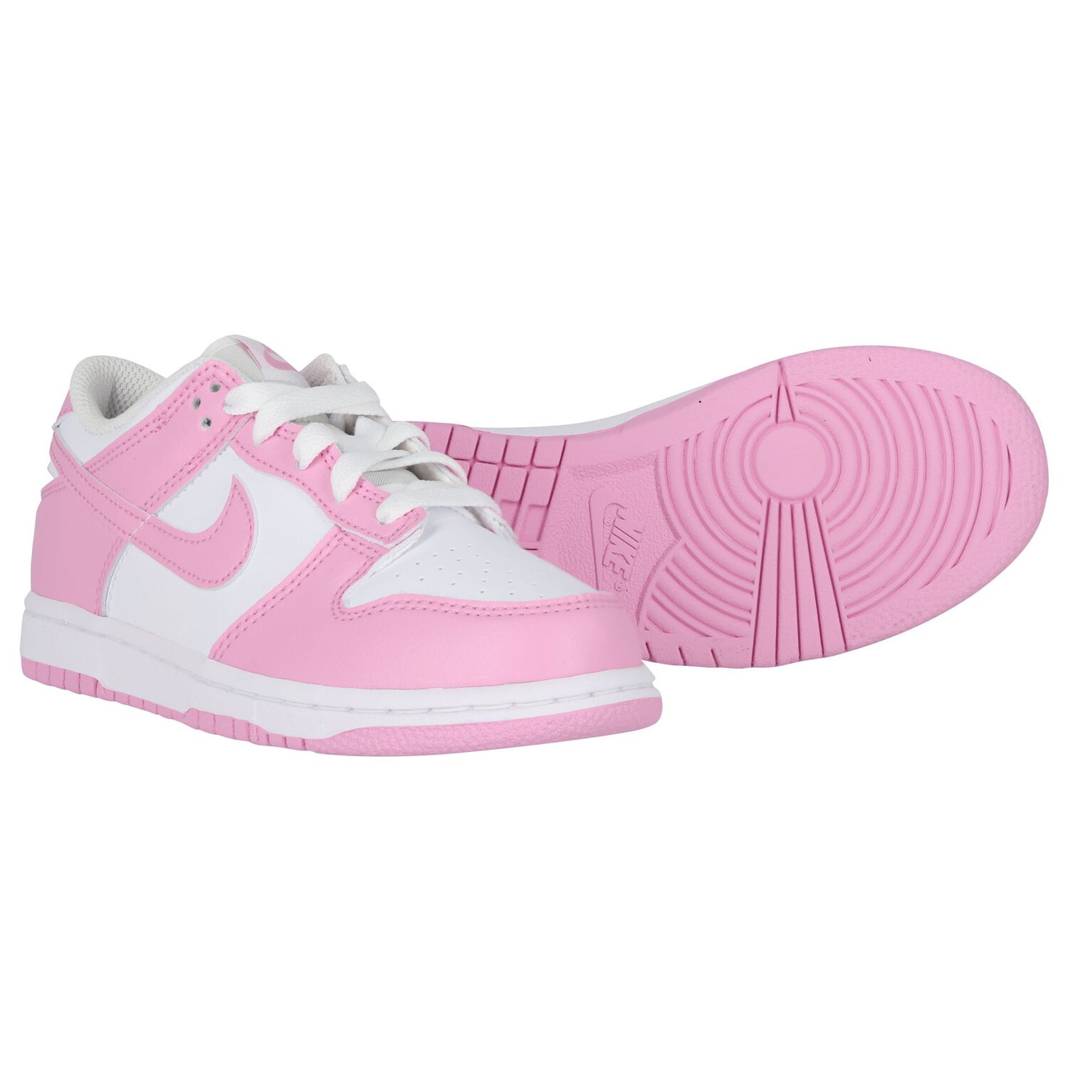 Girls White & Pink Logo Dunk Low Trainers, 1, hi-res