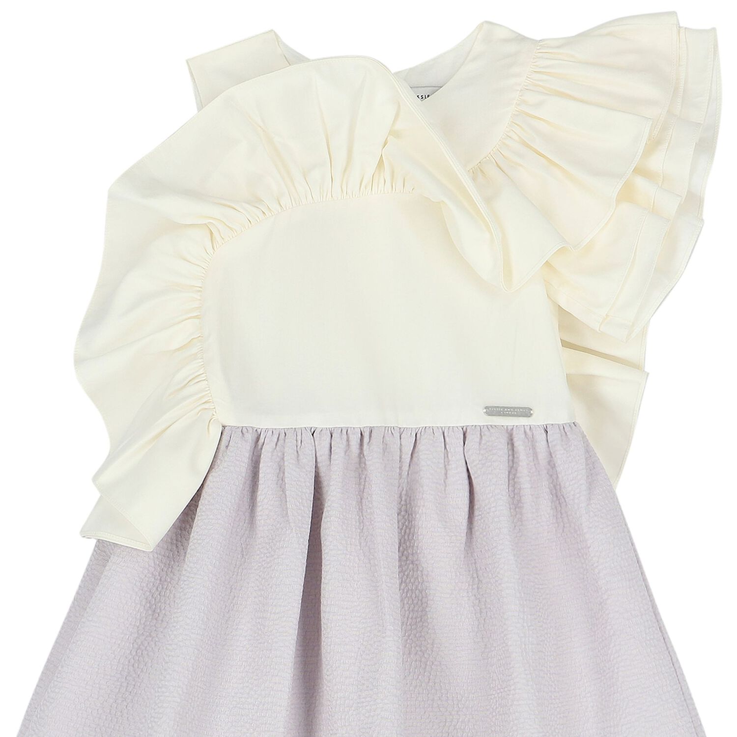 Girls White & Lilac Ruffle Dress, 1, hi-res image number null