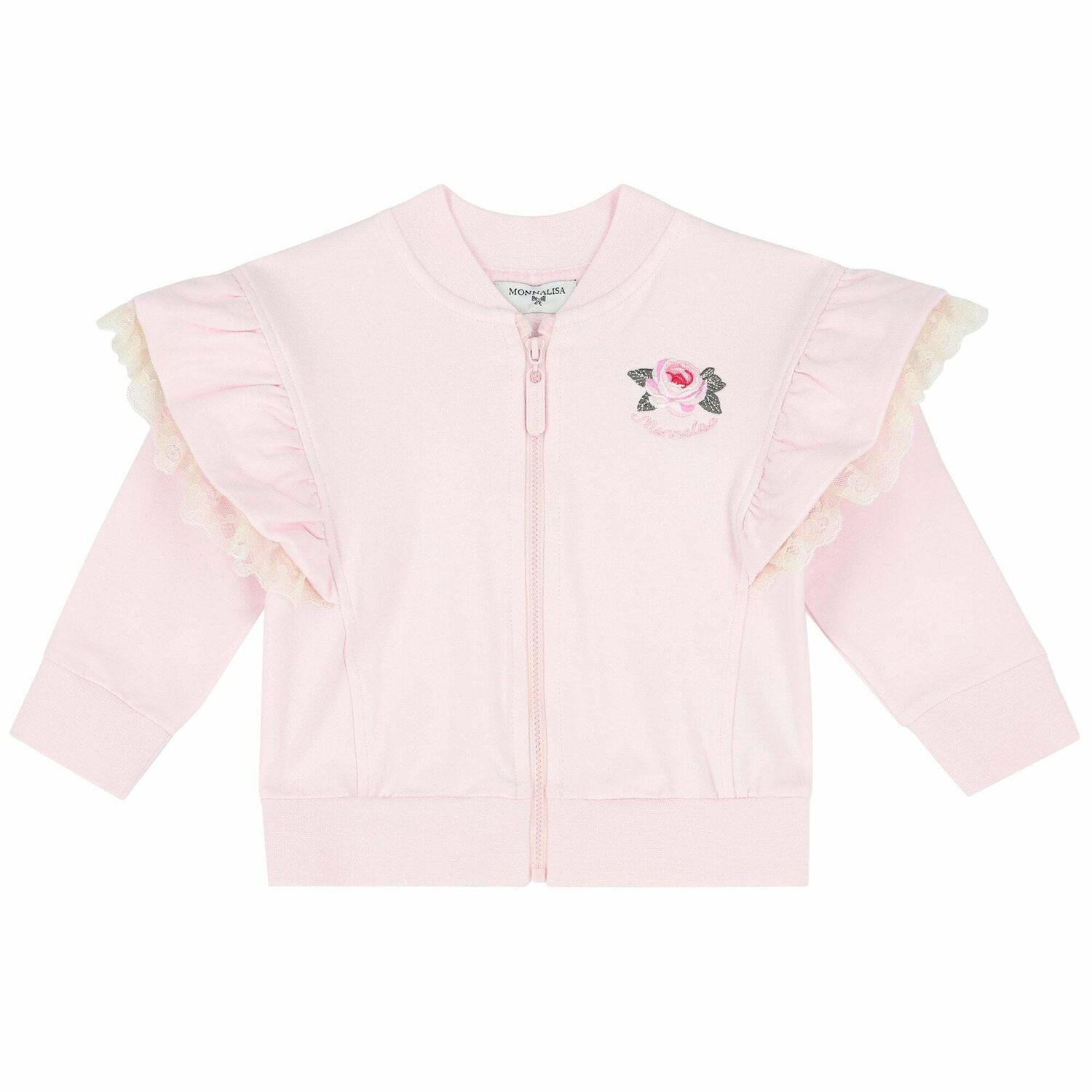 Younger Girls Pink Rose Zip Up Top, 1, hi-res