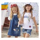 Girls White Cotton Floral Top, 1, hi-res