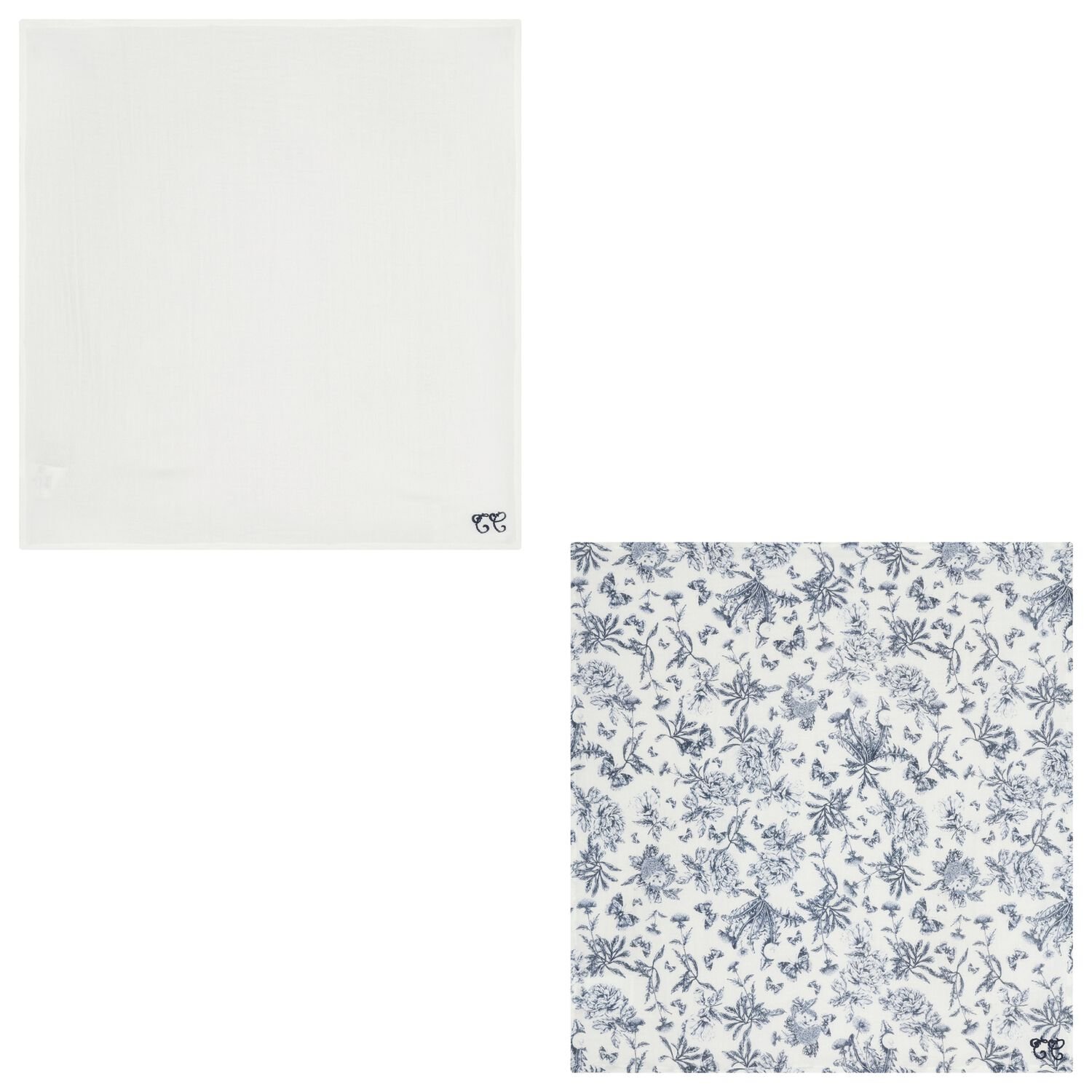 Navy Blue & White Toile De Jouy Muslin Swaddles ( 2-Pack ), 1, hi-res