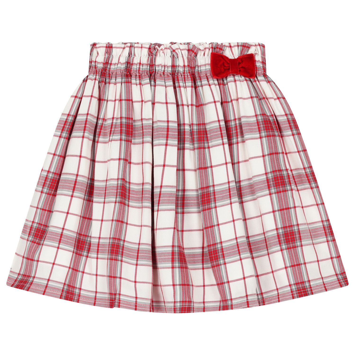 Girls White & Red Plaid Skirt, 1, hi-res