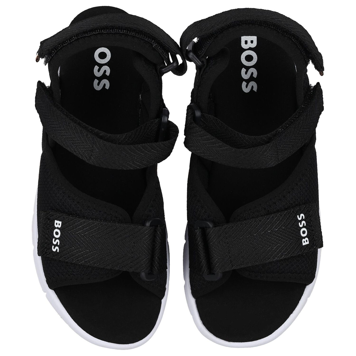 Boys Black Logo Sandals, 1, hi-res image number null