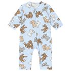 Baby Boys Blue Teddy Bear Romper, 2, hi-res