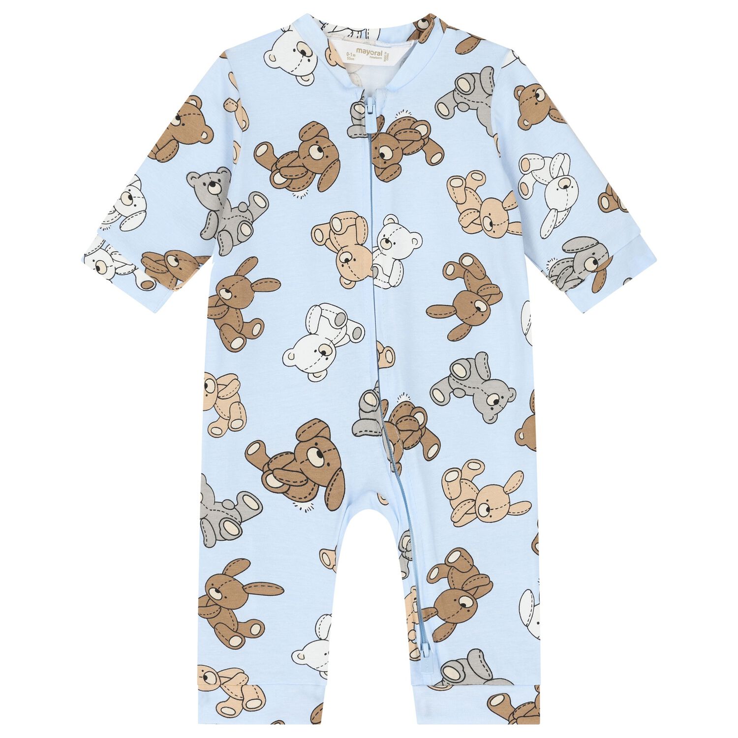 Baby Boys Blue Teddy Bear Romper, 2, hi-res