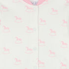 Baby Girls Ivory & Pink Horse Babygrow, 1, hi-res