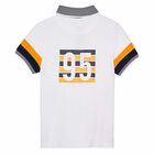 Boys White Cotton Polo Shirt, 2, hi-res