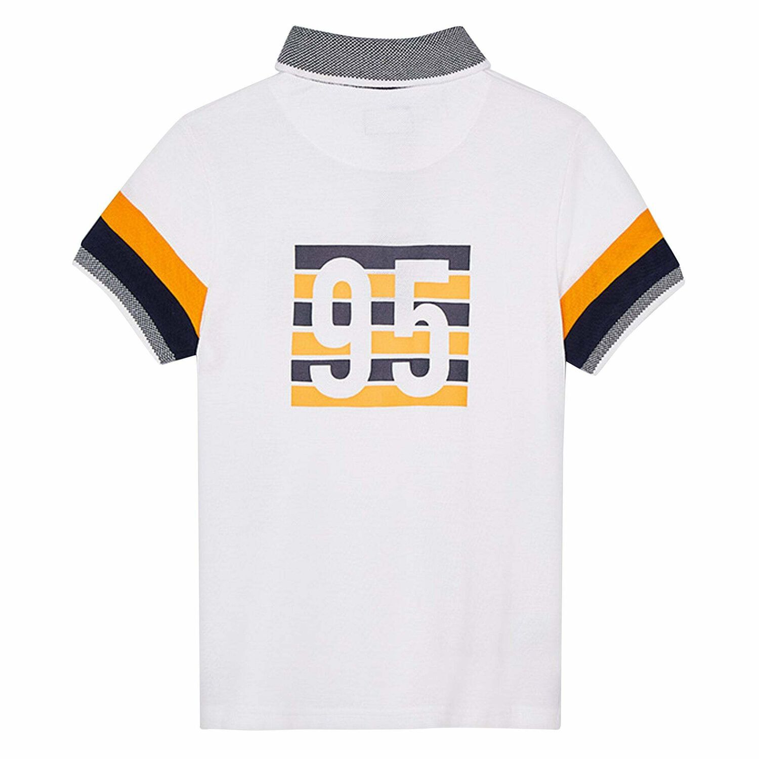 Boys White Cotton Polo Shirt, 2, hi-res