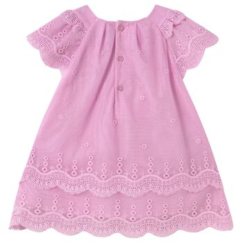 Younger Girls Pink Embroidered Tulle Dress