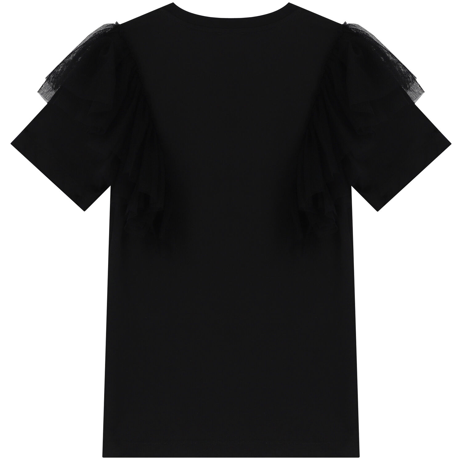 Girls Black Logo Ruffled Dress, 1, hi-res image number null