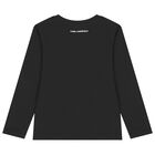 Girls Black Ikonik Karl & Choupette Long Sleeve Top, 1, hi-res