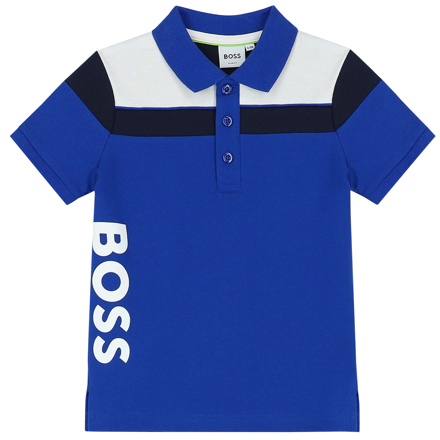 Boys Blue Logo Polo Shirt, 2, hi-res