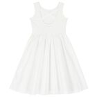 Girls White Flared Jersey Dress, 2, hi-res