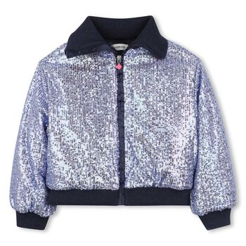 Girls Navy Blue Embellished Jacket