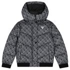 Boys Black Logo Padded Puffer Jacket, 2, hi-res