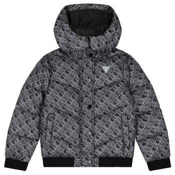 Boys Black Logo Padded Puffer Jacket