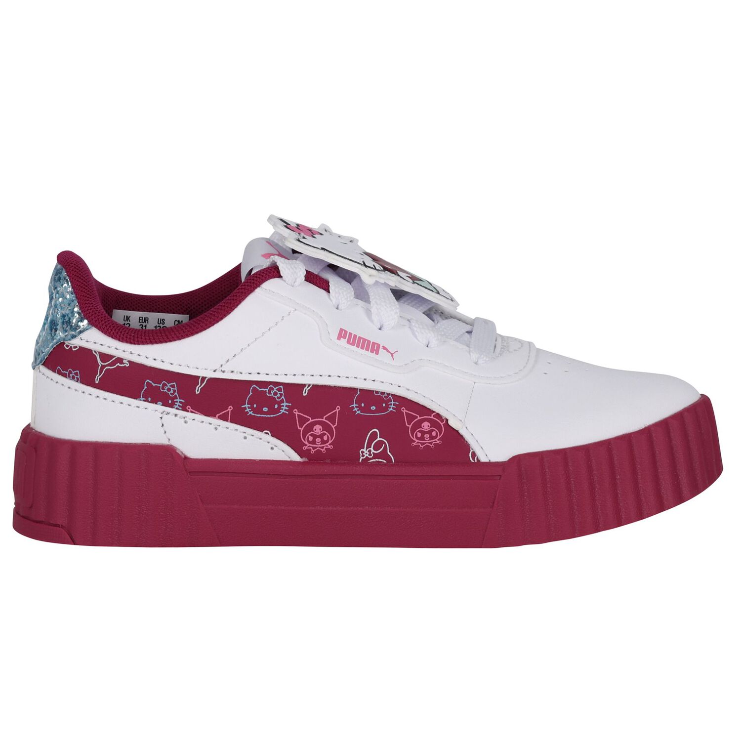 Girls White & Burgundy Hello Kitty Trainers, 1, hi-res