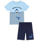 Boys Blue & Navy Shark Shorts Set, 1, hi-res