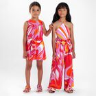 Girls Pink Onde Logo Playsuit, 1, hi-res