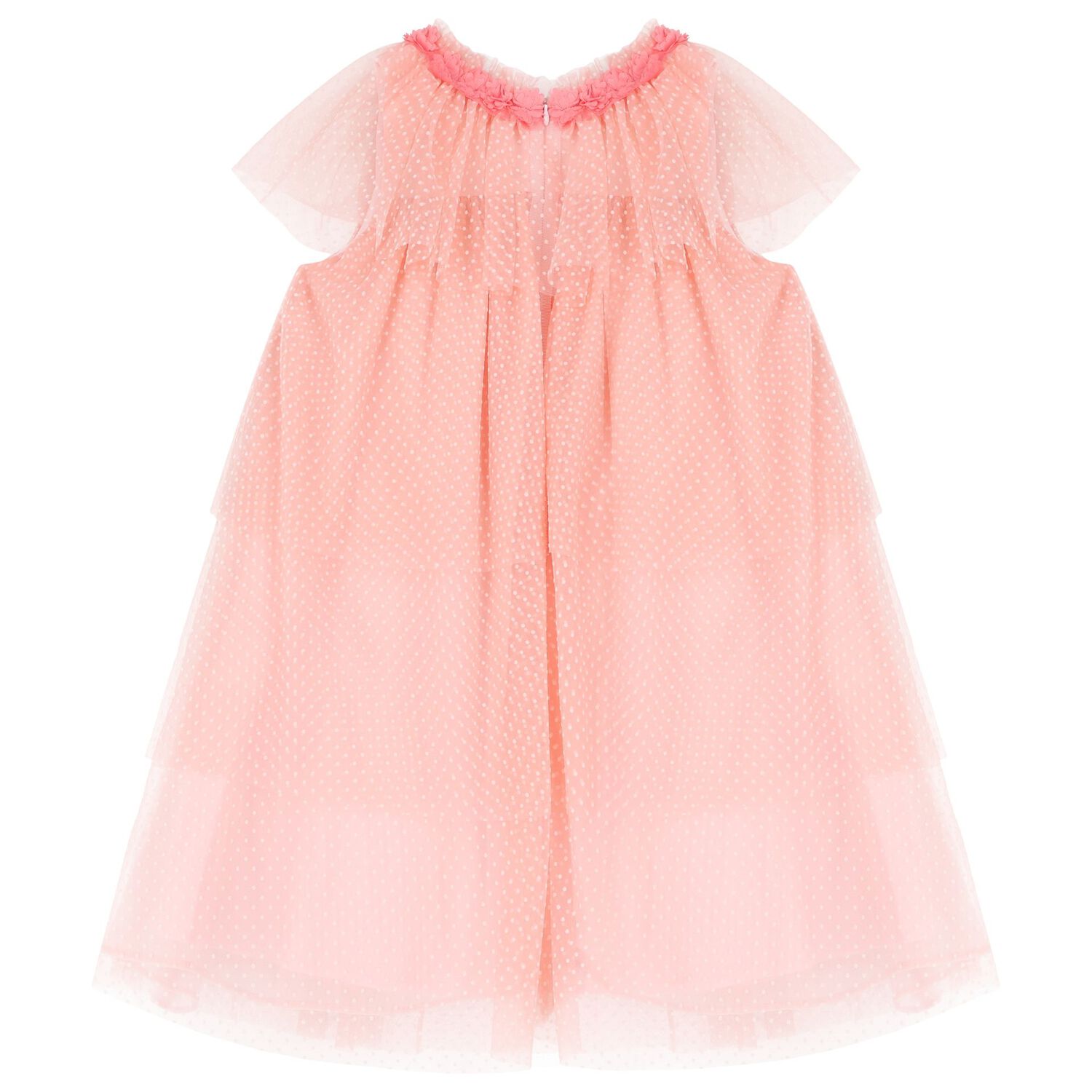 Girls Pink Polka Dot Tulle Dress, 1, hi-res