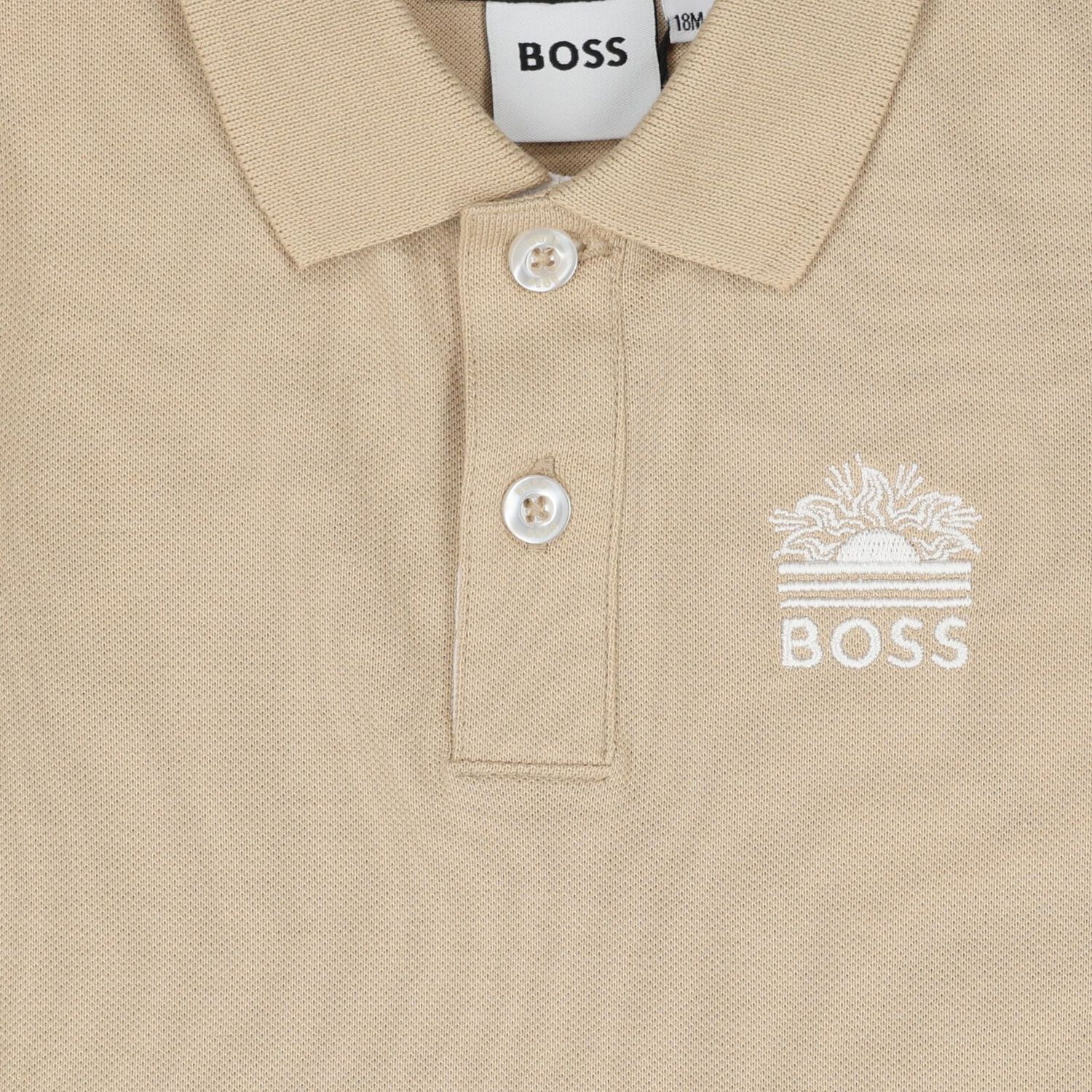  Younger Boys Beige & White Logo Shorts Set, 1, hi-res
