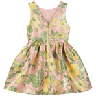 Girls Pink Floral Jacquard Dress, 1, hi-res