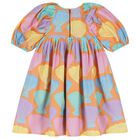 Girls Orange Shell Pleated Dress, 1, hi-res