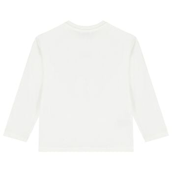 Boys White Dino Long Sleeve Top