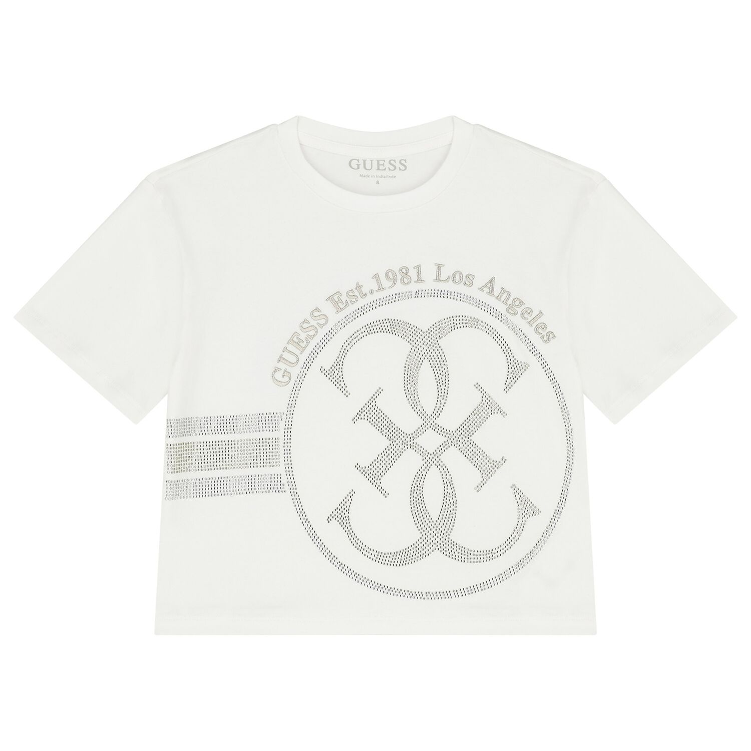 Girls White Embellished Logo T-Shirt, 1, hi-res