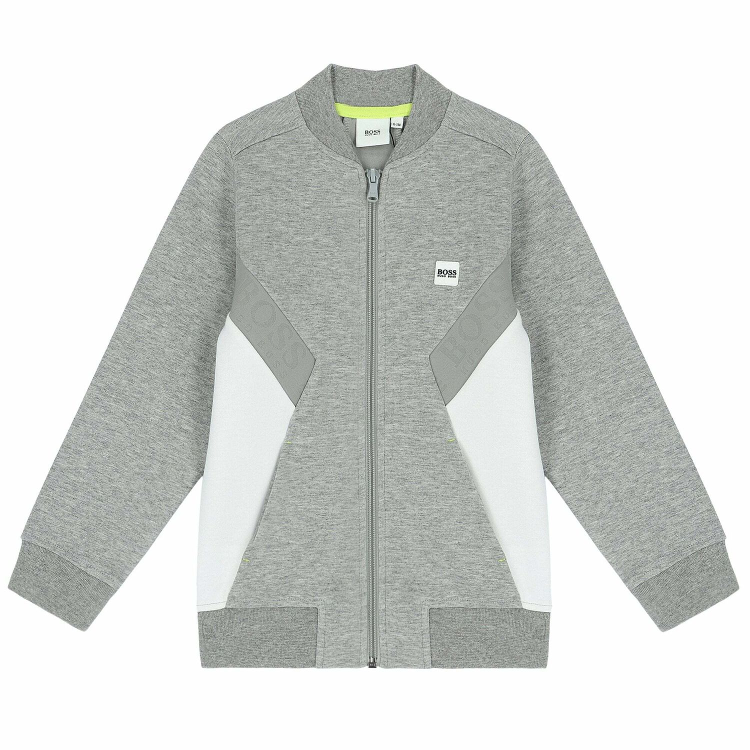 Boys Grey & White Zip Up Top, 1, hi-res