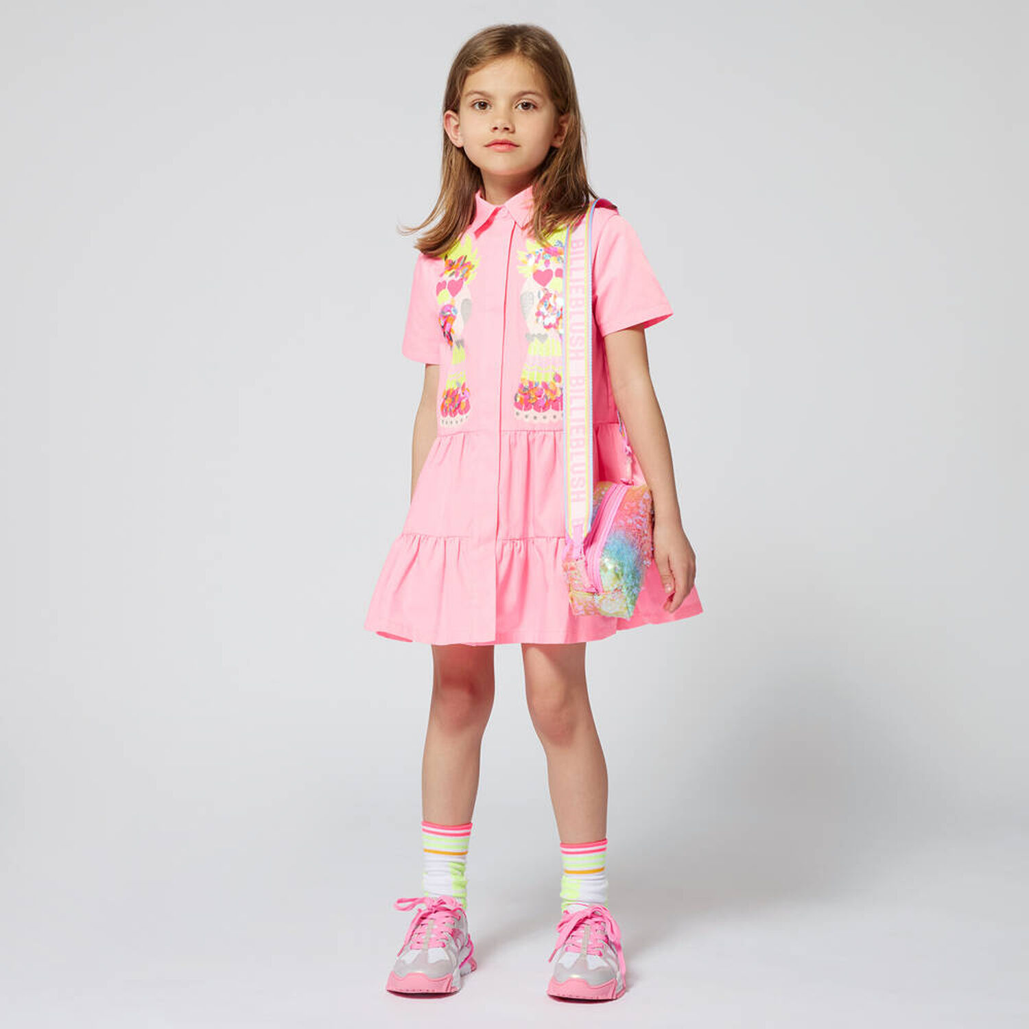 Girls Pink Sequin Bird Dress, 1, hi-res
